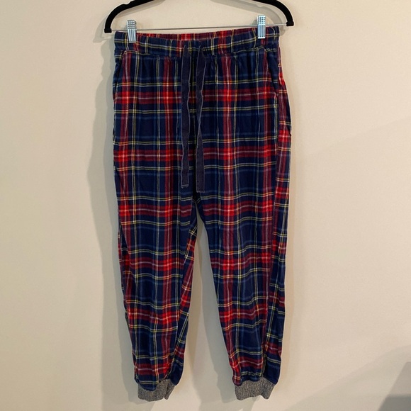 Aerie red blue flannel plaid pajama pants Small Short Velvet Tie - Picture 1 of 11